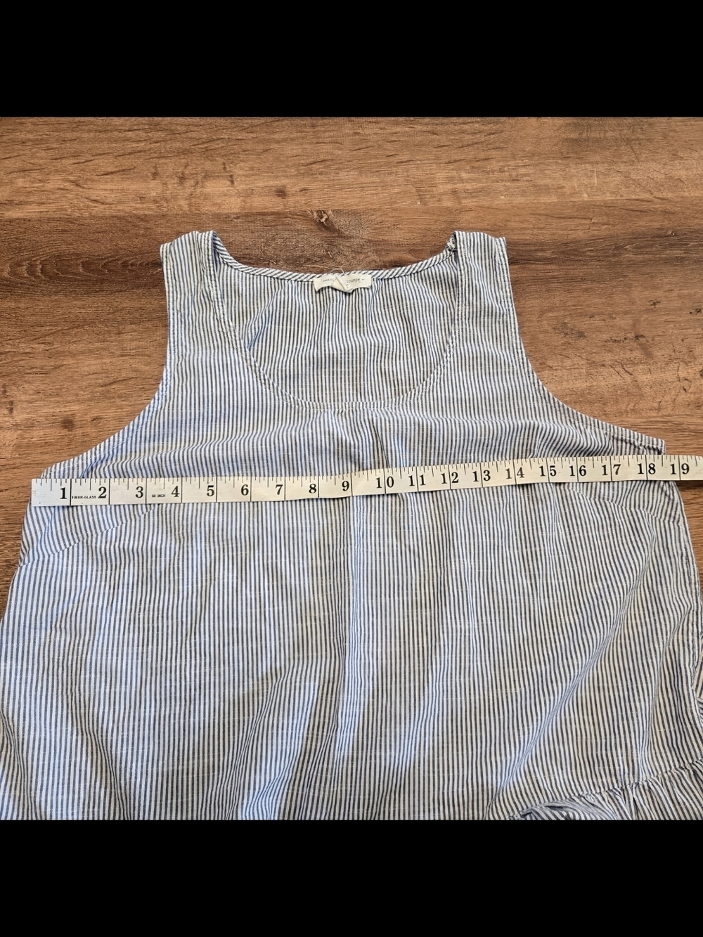 beachlunchlounge Blue and White Striped Ruffle Hem Tank Top Large - Picture 5 of 6